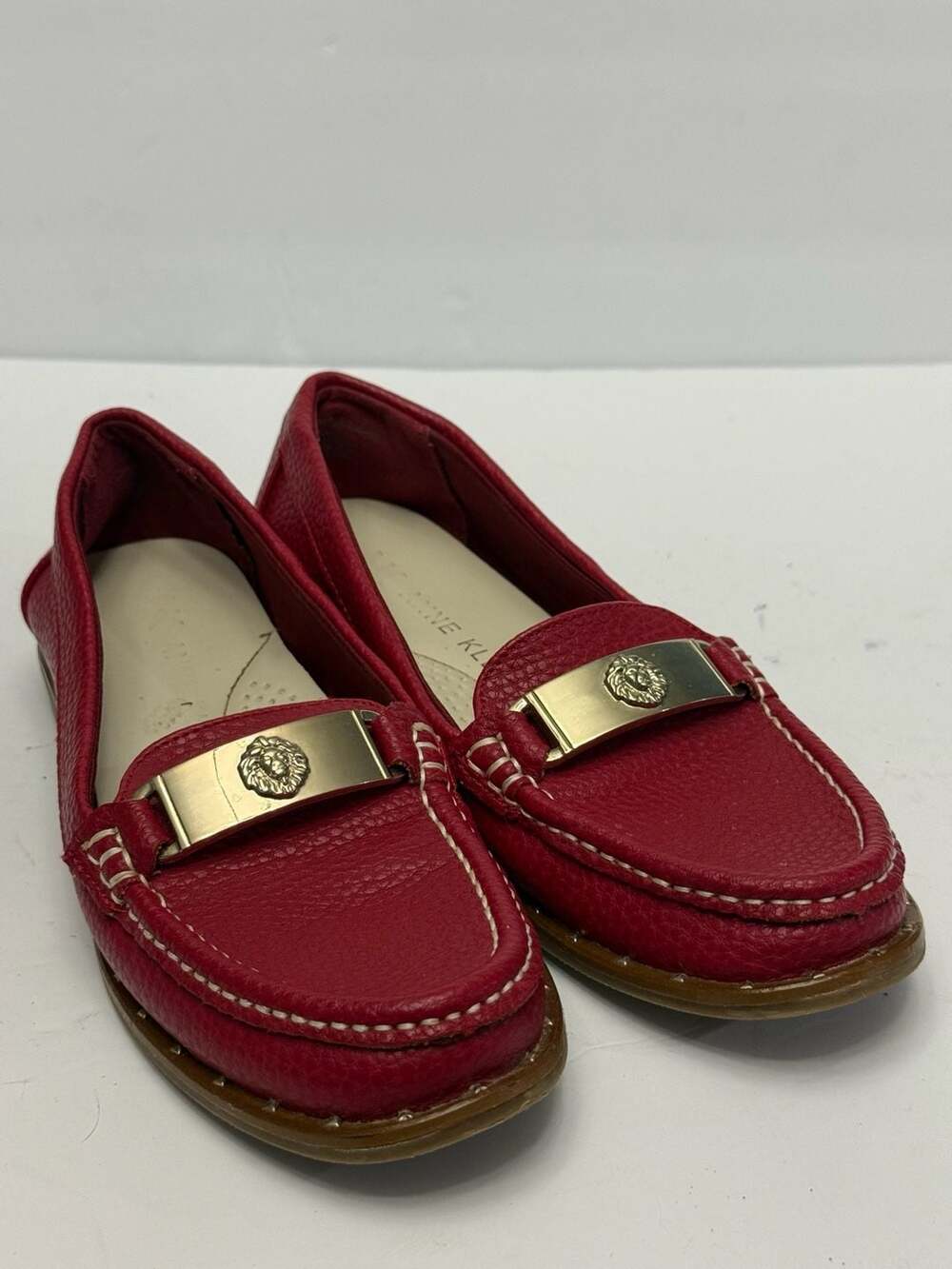 Anne Klein Arodion Classic Red Wine/Gold Iflex Flat Slip-ons Elegant Loafers